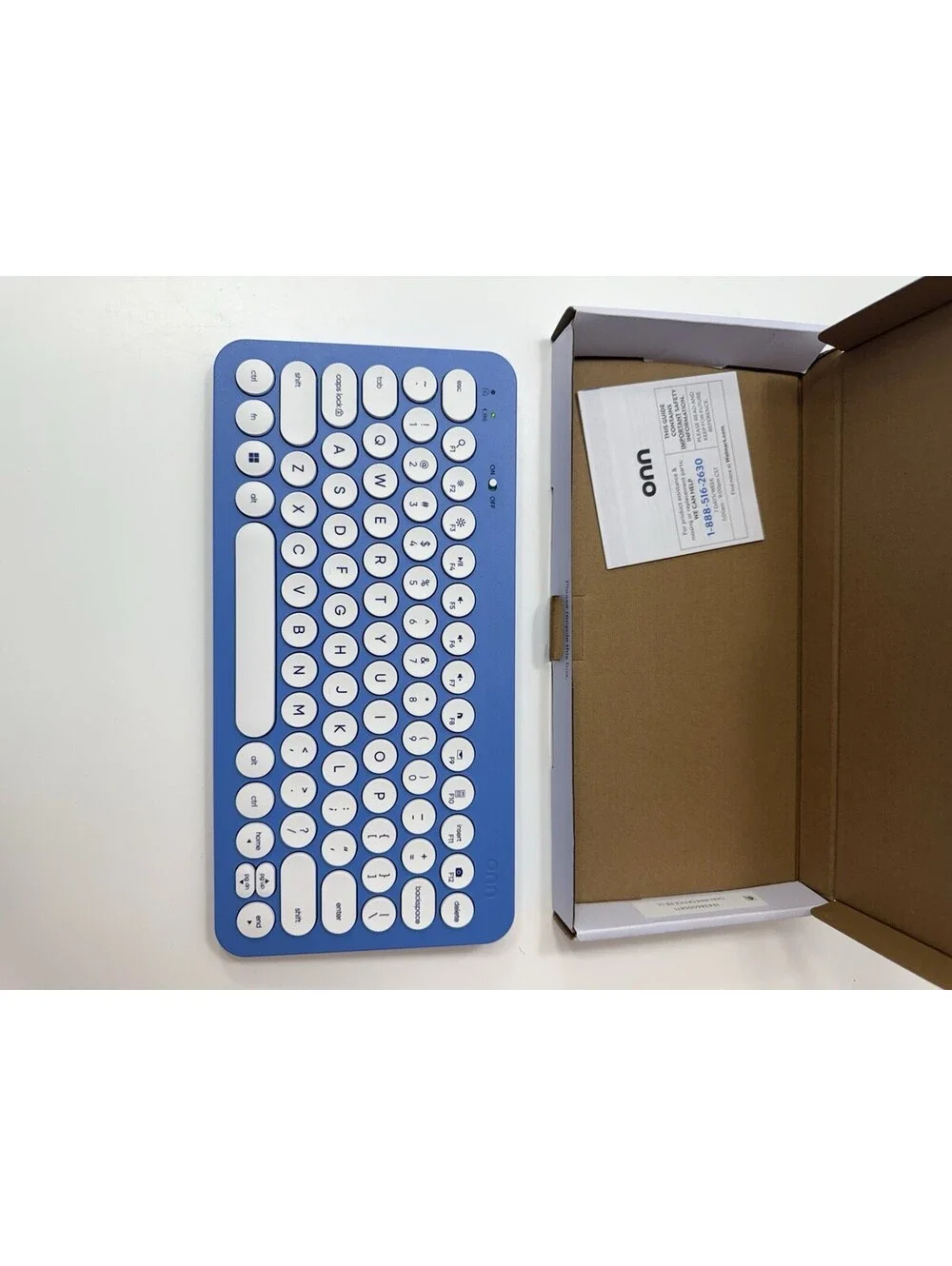 Onn Compact Wireless Keyboard, 78 Keys, Blue Retro Round Keycaps